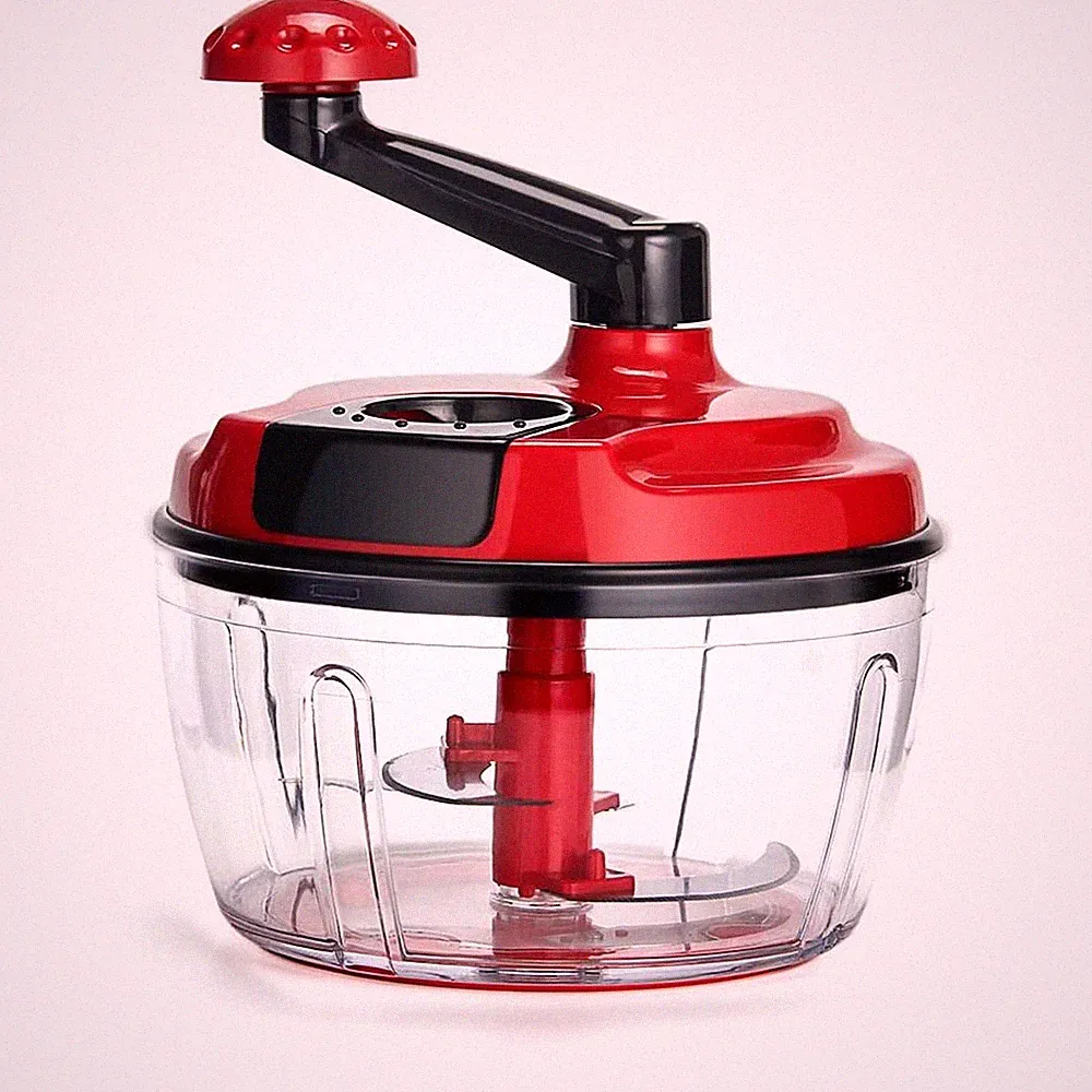 Multi-Functional Manual Food Processor,8 Cup Hand-powered Crank S, Red