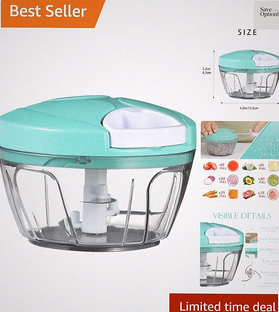 Multi-Purpose Manual Food Processor - 500ml Garlic & Onion Chopper for Outdoors