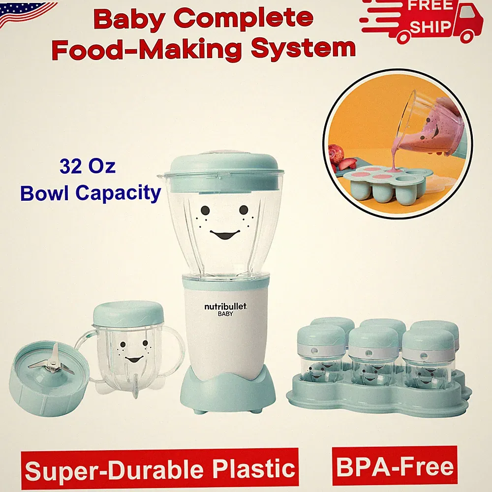 NBY-50100 Baby Complete Food-Making System, 32-Oz, White, Blue, Clear, Portable
