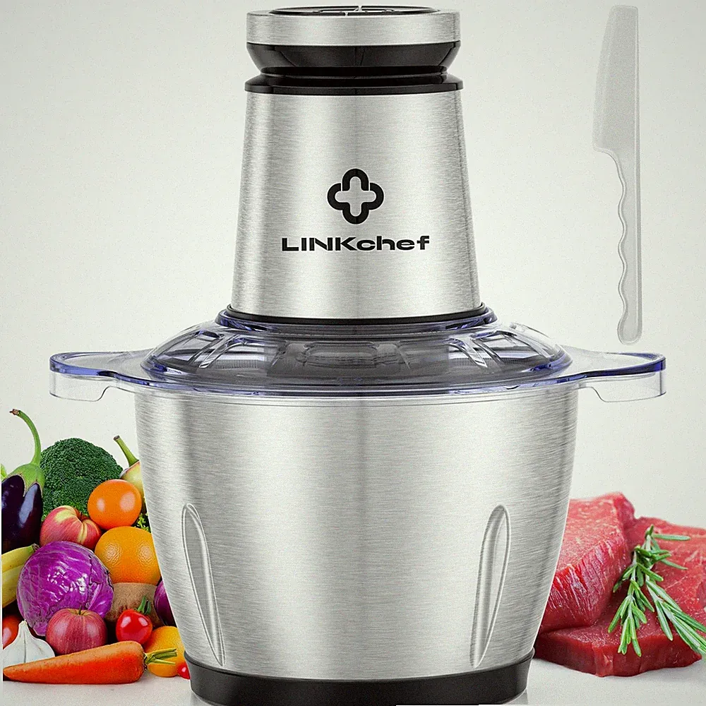 New Best LINKChef Food Processor Small, 10 Cup Chopper with Container, 2.3L 600W