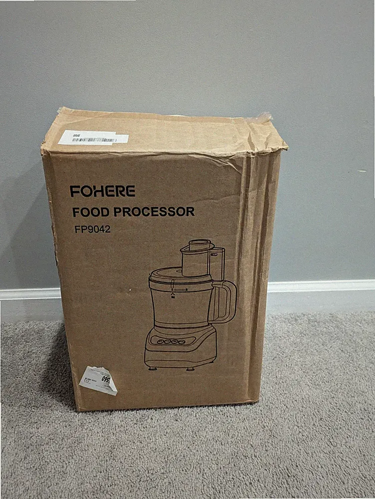 NEW FOHERE FP9042 12 Cup 500w Food Processor 2-Speed 2 In 1 Feed Chute Black
