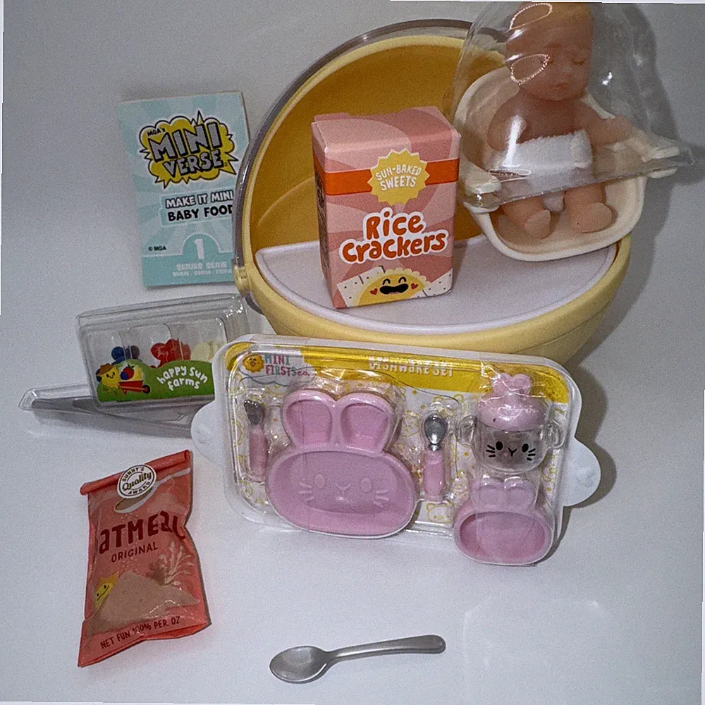 👶🏼 🥣🫐🍓🍌New & Hard To Find!! MGA Miniverse Mini *BABY FOOD* OATMEAL & FRUIT