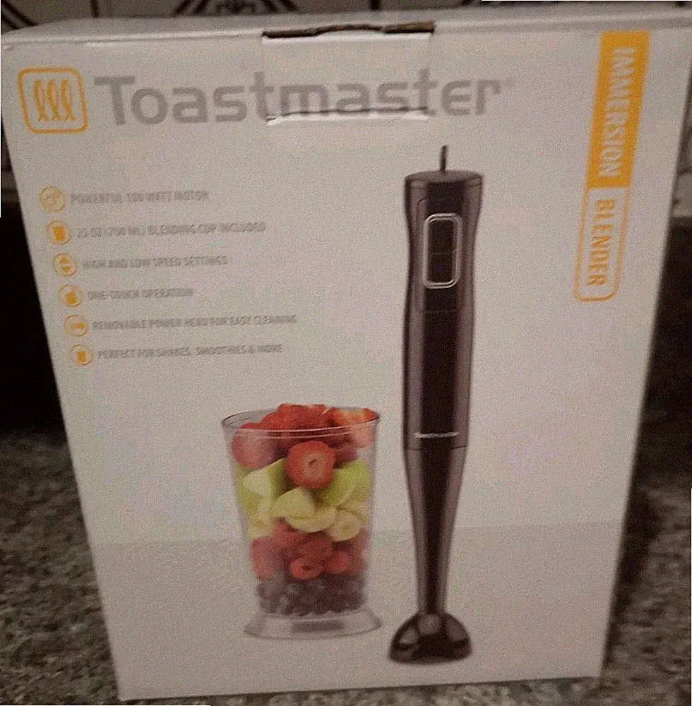 NEW in Box TOASTMASTER Immersion Blender TM2021B Black 25 oz 100 Watt Smoothies