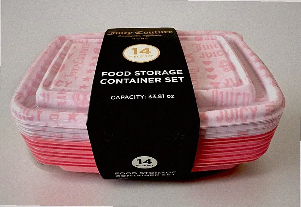 NEW Juicy Couture 14pc Pink Plastic Meal Prep Food Storage Container Set