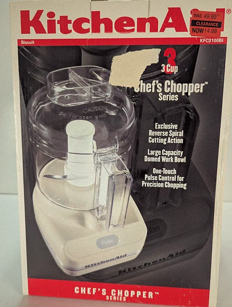 NEW KitchenAid 3 Cup Chef's Chopper Mini Food Processor KFC3100BI White/Biscuit
