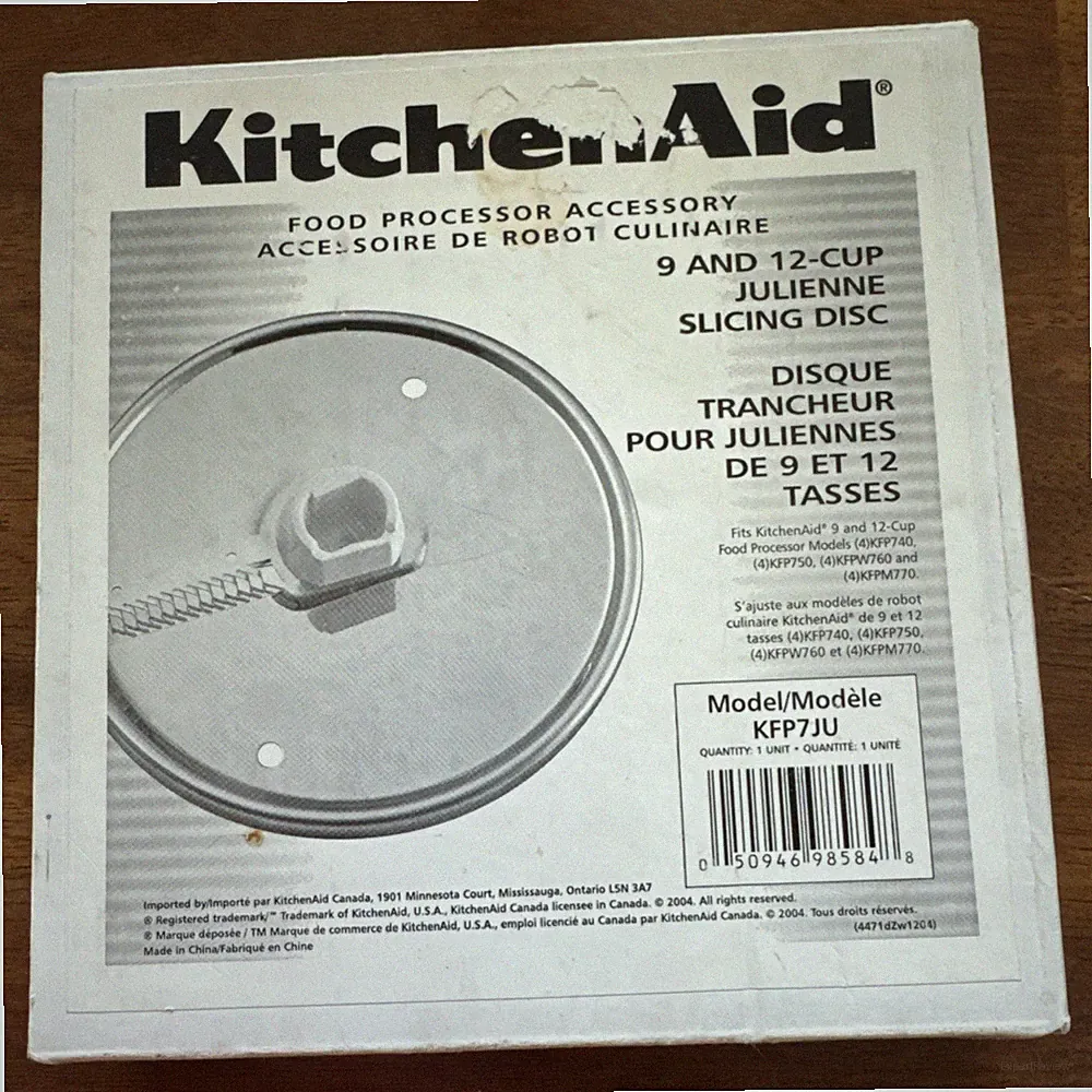 NEW KITCHENAID JULIENNE SLICING DISC KFP7JU for 9-CUP & 12-CUP FOOD PROCESSORS