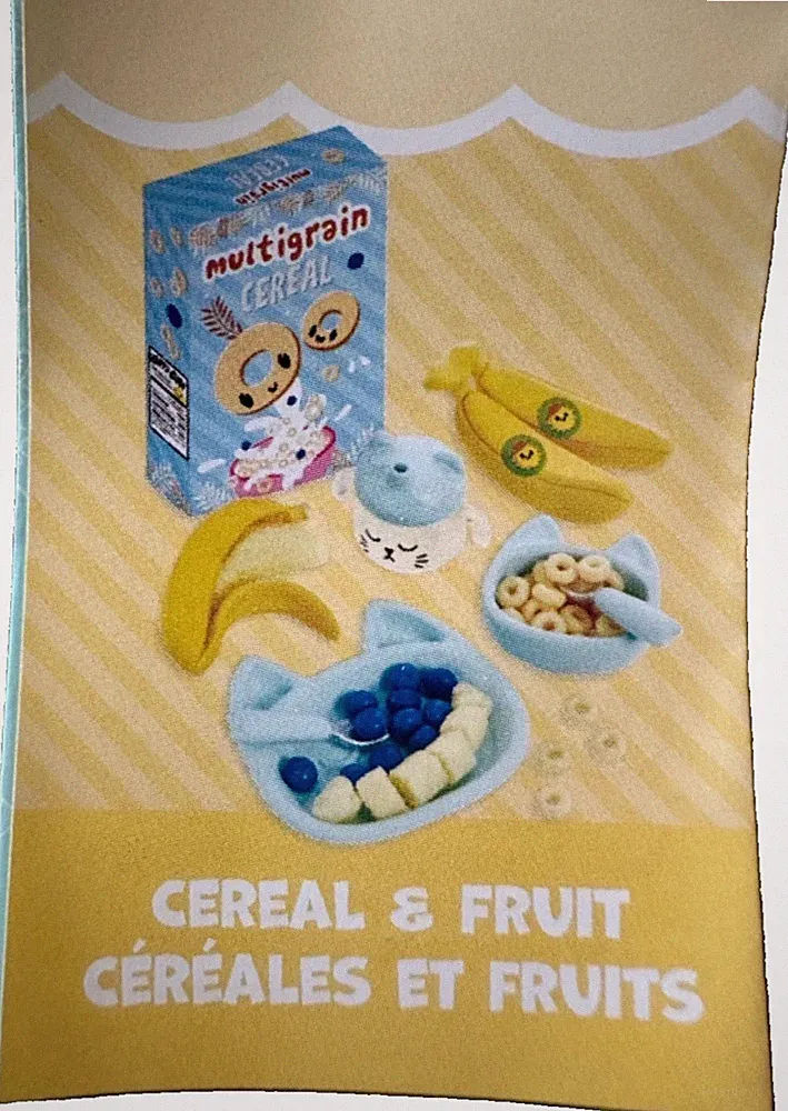 NEW MGA Miniverse Make It Mini BABY FOOD SERIES CEREAL & FRUIT SET blue tray