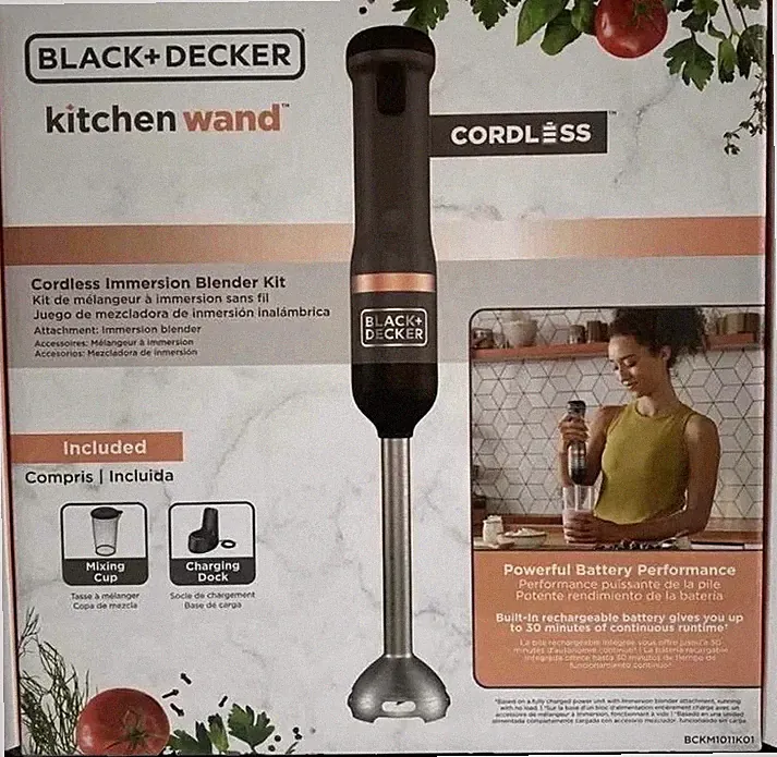 New NIB Black & Decker Kitchen Wand Cordless Immersion Blender Kit BCKM1011K01
