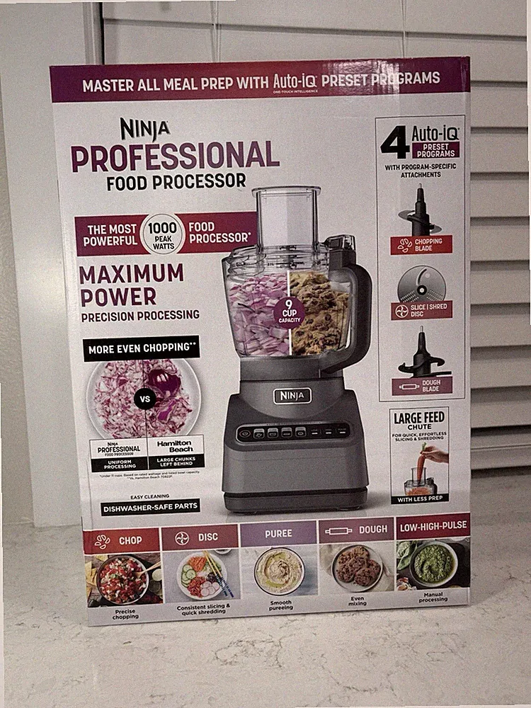 New Ninja Professional Food Processor Auto-IQ 1000W 9-Cup Capacity 2024 - BN601