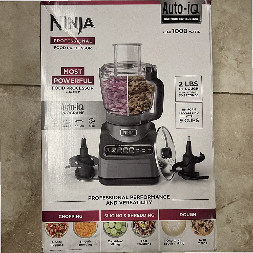 New Ninja Professional Food Processor Auto-IQ 1000W Peak 9-Cup Capacity BN601