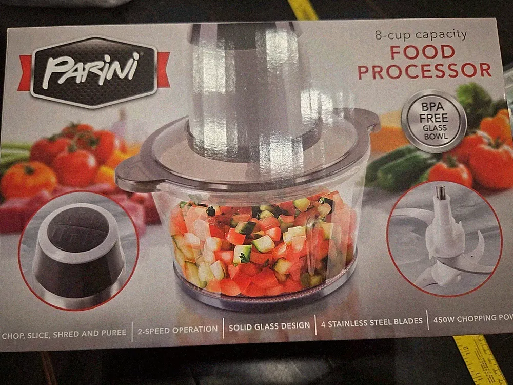 New Parini Food Processor 8 Cup/2 Speed Bi Level Stainless Steel Blades