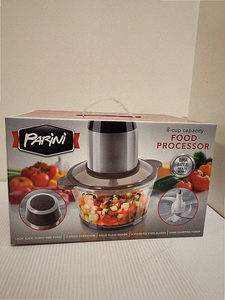 New Parini Food Processor 8 Cup/2 Speed Bi Level Stainless Steel Blades