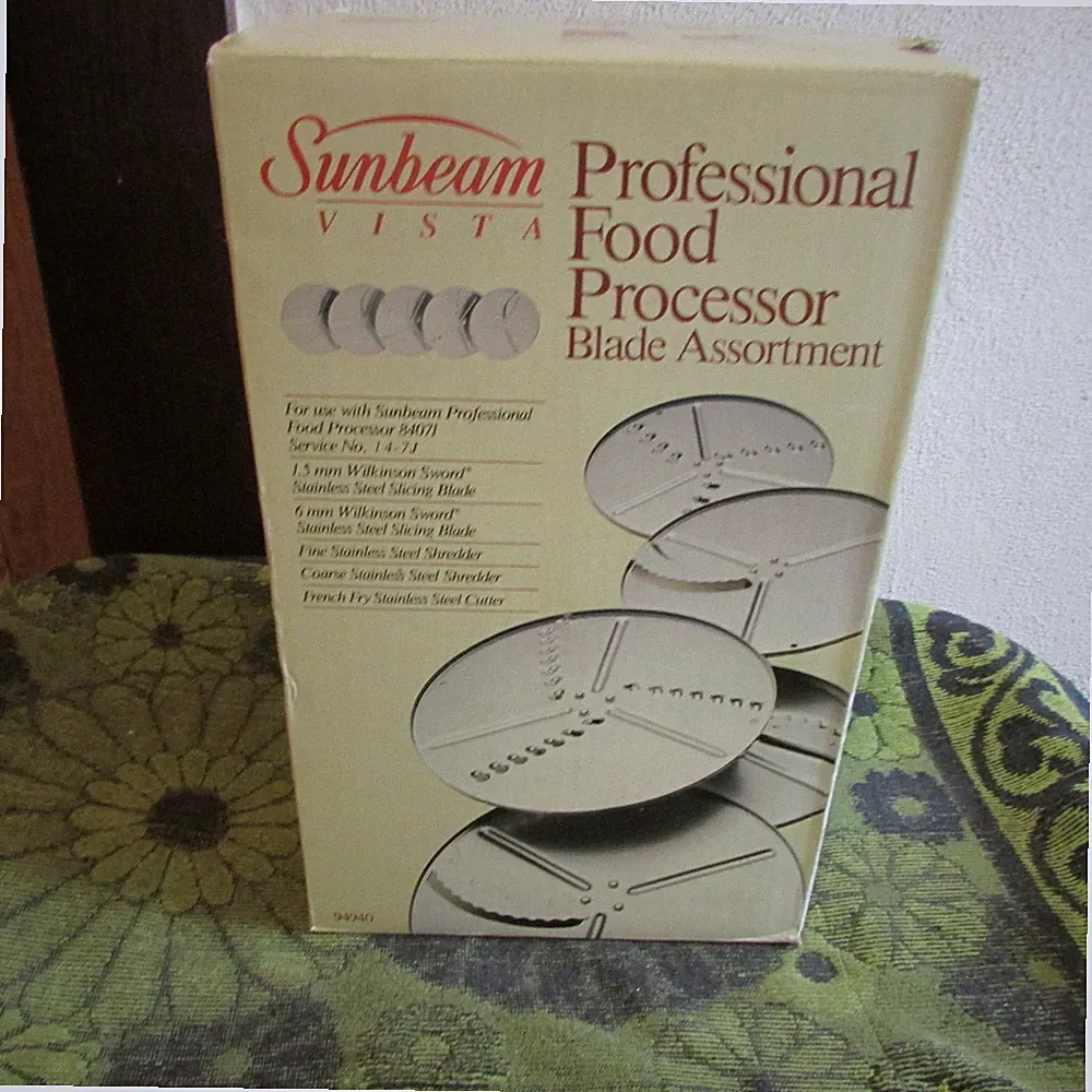 * New, Sealed Box. Sunbeam Vista Professional Food Processor Blade Assortment. *