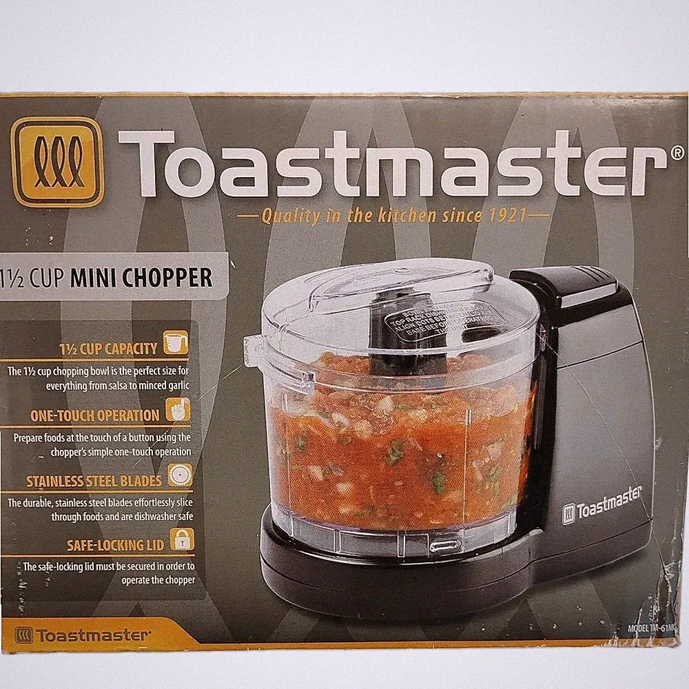 NEW Toastmaster Mini Electric Food Chopper: 1-1/2 Cup Black TM-61MC NEW In Box