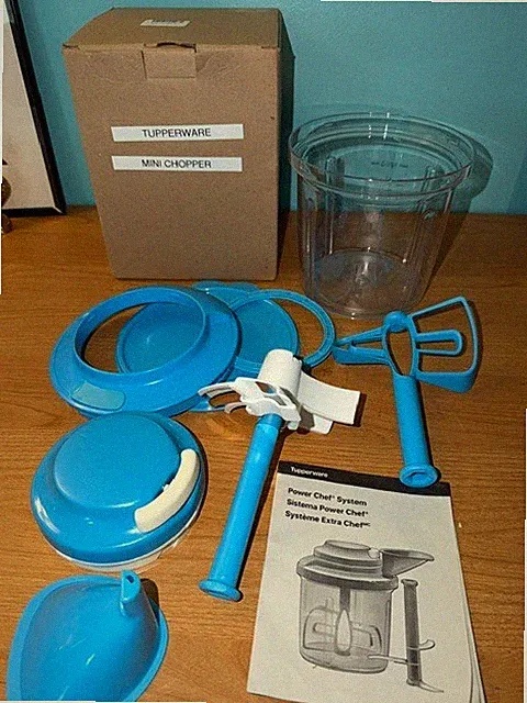 NEW! Tupperware Power Chef System Food Processor/Chopper Mix Blue Salt Water NIB