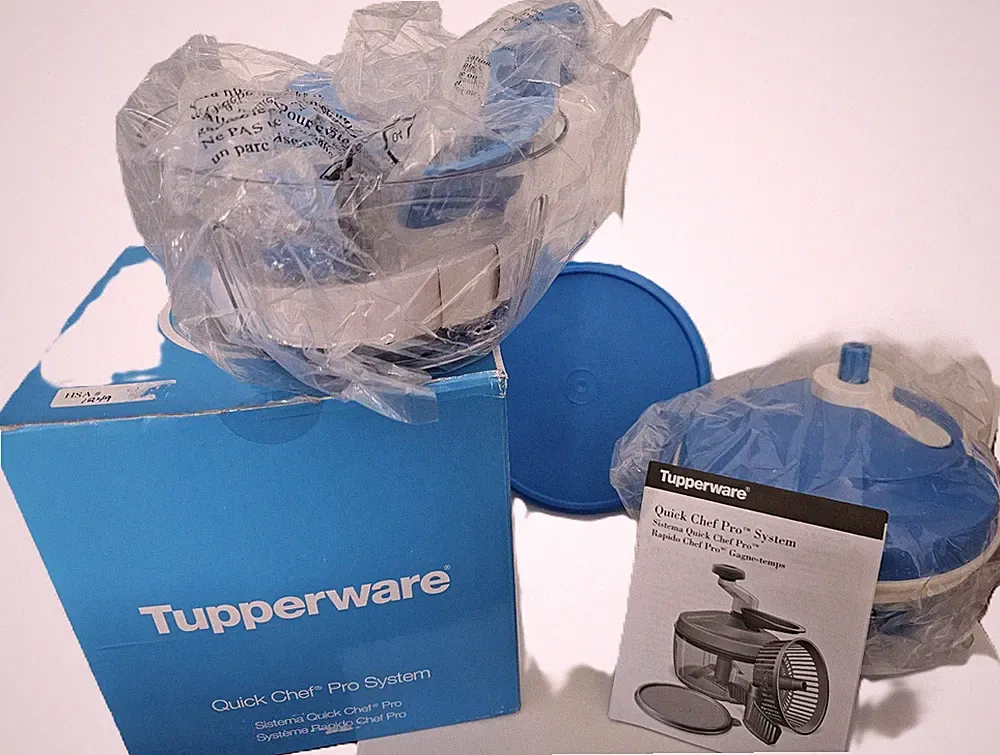 NEW - tupperware QUICK CHEF PRO SYSTEM manual FOOD PROCESSOR raindrop blue