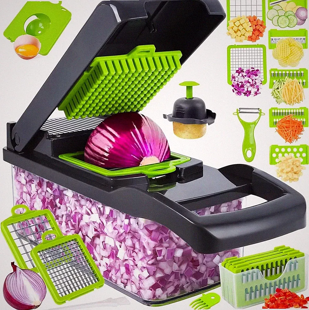 New Vegetable Chopper, Pro Onion Chopper, 16 in 1 Multifunctional Food Chopper