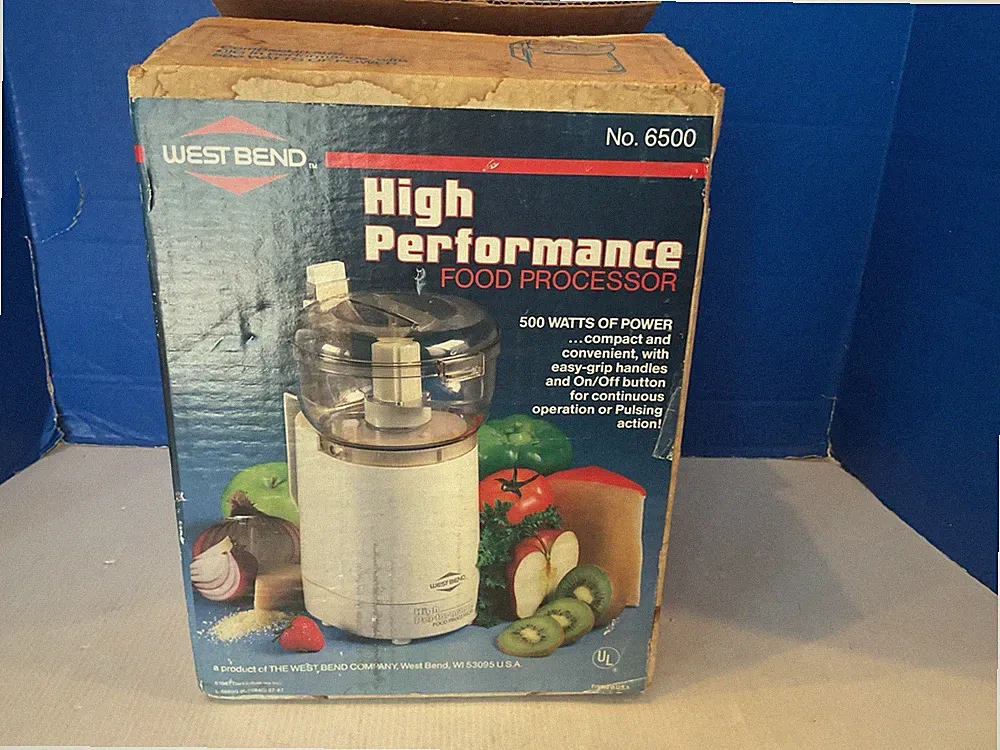 NEW Vintage West Bend Food Processor 6500 Chopper Slicer High Performance 500W