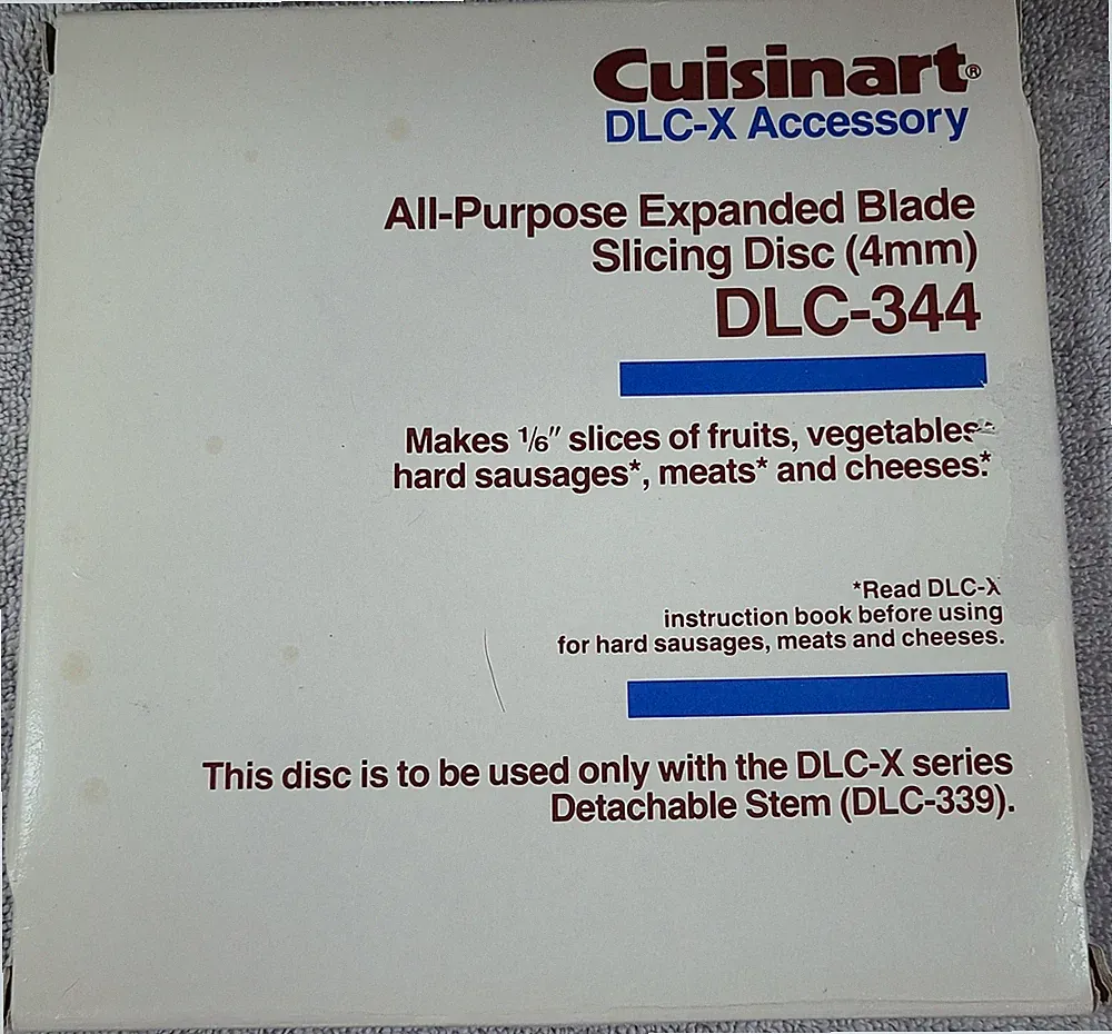 NIB CUSINART FOOD PROCESSOR 4MM STANDARD SLICING DISC FOR 20-CUP MODEL DLC-344