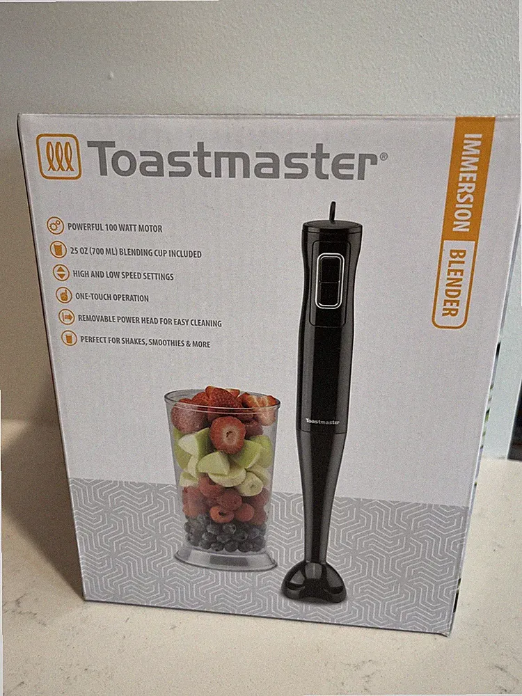 NIB Immersion Blender Toastmaster 100 Watt Motor 25 Oz Blending Cup Included