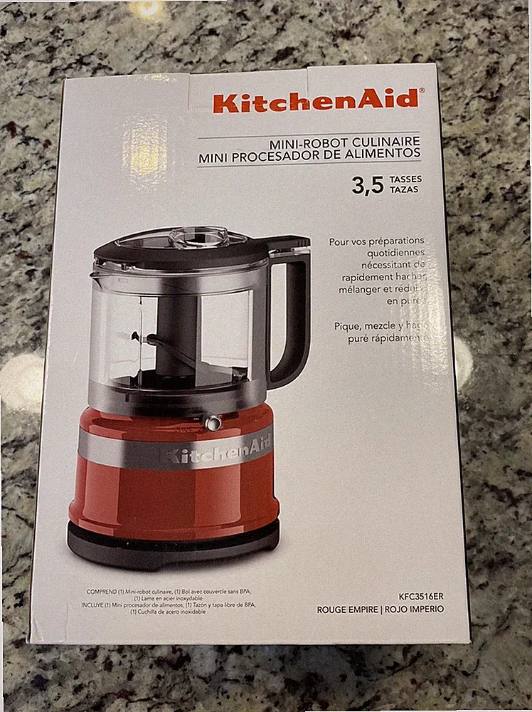 NIB KitchenAid KFC3516ER 3.5 Cup Mini Food Processor, Empire Red
