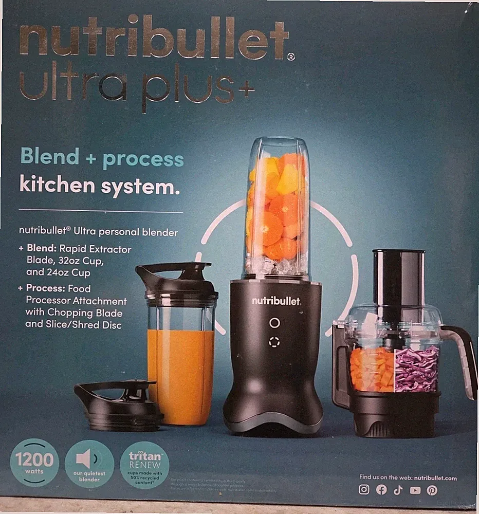 NIB NutriBullet Ultra Plus Blend + Process Food Processor 1200W Gunmetal