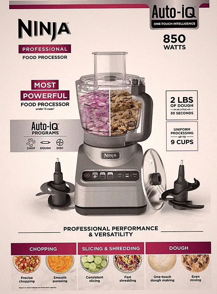 Ninja Auto-iQ Professional Food Processor 850W 9 Cup Auto-iQ Programs