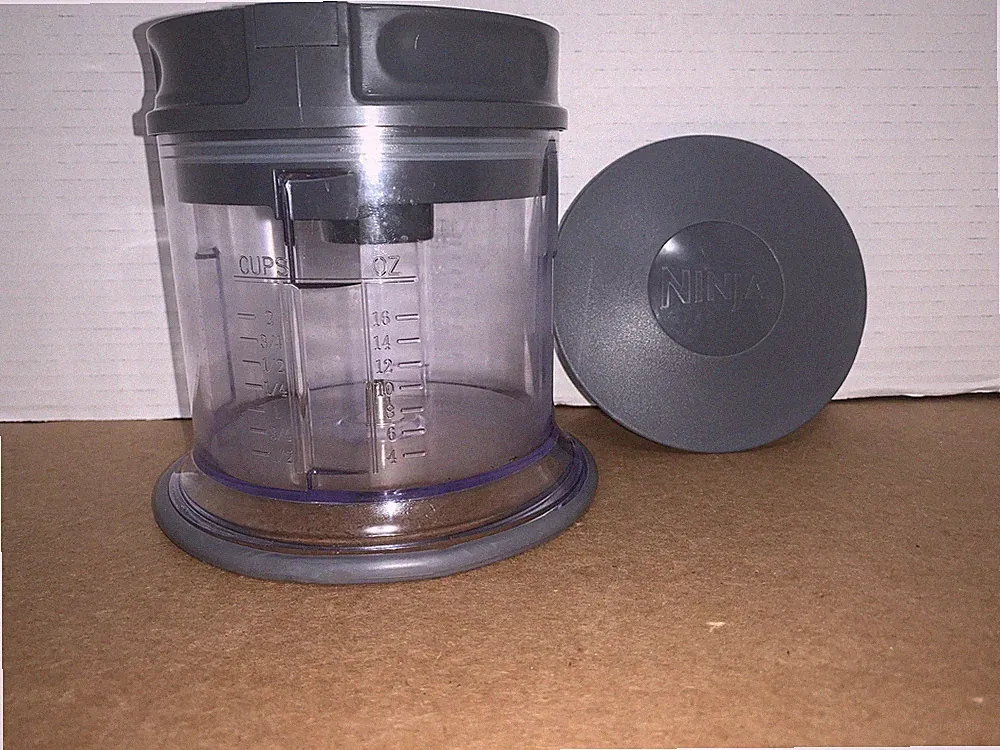 Ninja Blender Food Processor 2 Cup Container Only Gray Small Crack On Bottom