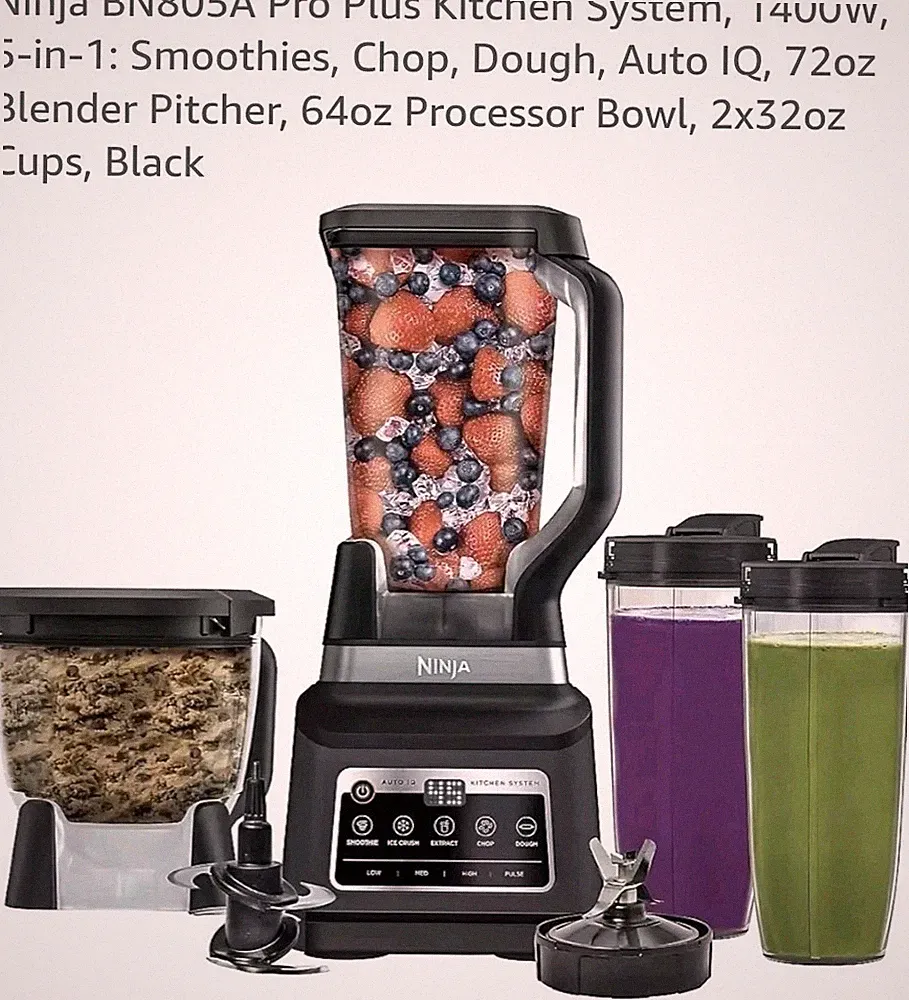 Ninja BN805A 1400W Pro Plus Kitchen System Blender and Food Processor (Black)