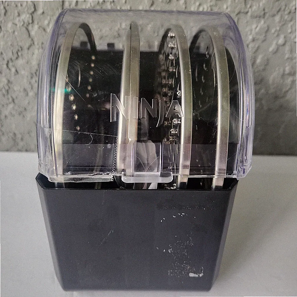 Ninja Food Processor Blade Storage Box with 4 Stainless Steel Discs Crinkle Cut