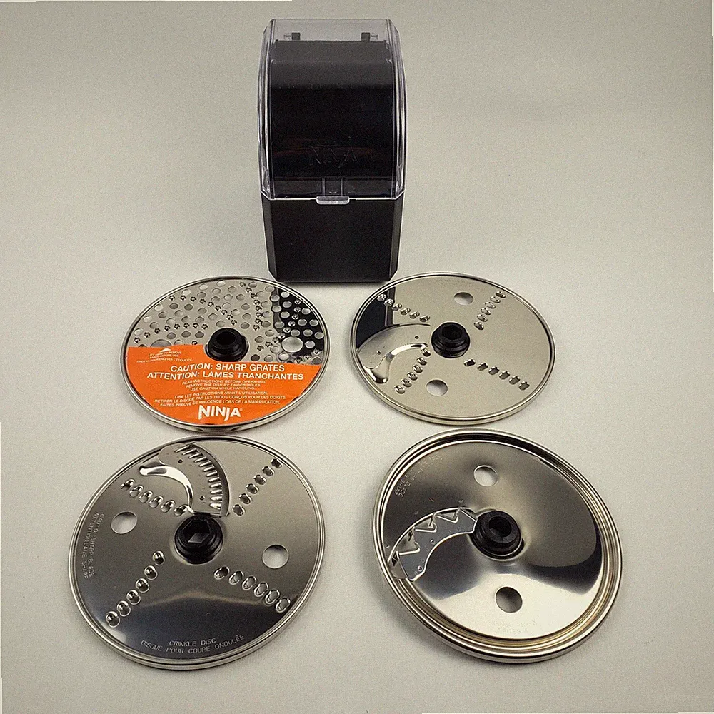 Ninja Food Processor Disc Blade Set of 4 & Storage Box Container - New Open