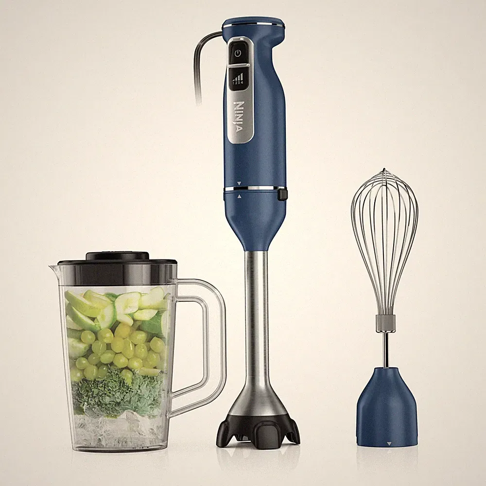 Ninja Immersion Blender & Whisk, 4 Speeds, 9" blending arm, Navy