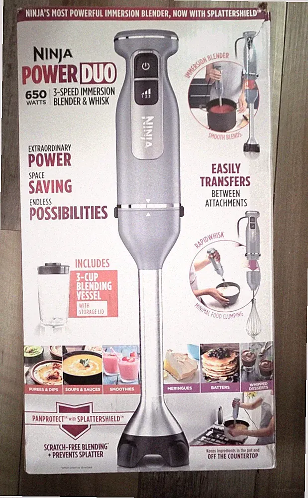 Ninja Immersion Blender & Whisk, Hand Stick Blender, 3 Speeds Blending Vessel