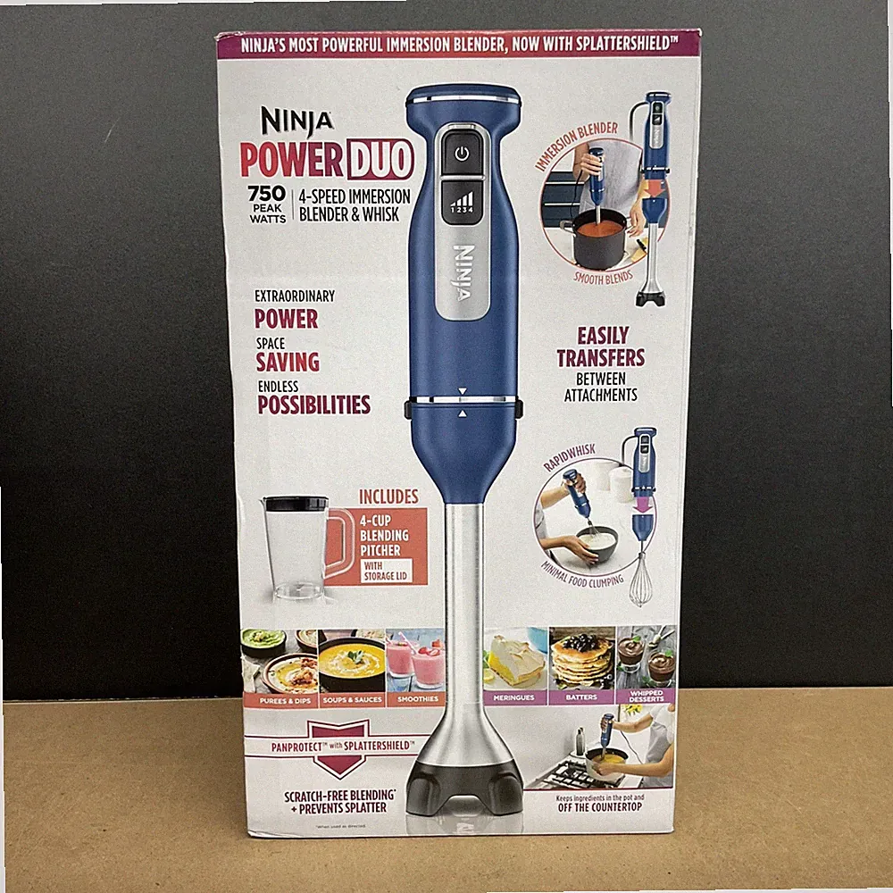 Ninja Immersion Blender with Whisk, Deep Navy, 4-Speed, 4-Cup Pitcher