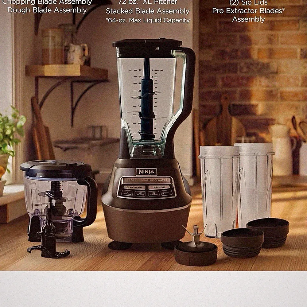 Ninja Professional 1500W Blender 72 oz Pitcher Food Processor Bowl Crush Ice