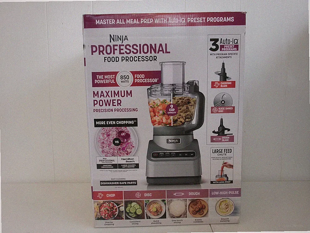 Ninja Professional Food Processor 3-Auto-IQ 9-Cup Capacity Chop/Disc/Dough