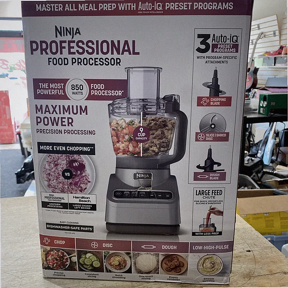Ninja Professional Food Processor, 850W, 9-Cup Capacity, Auto-iQ Preset Programs