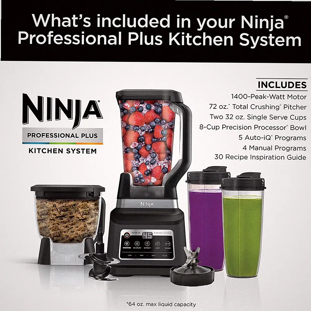 Ninja Professional Plus Kitchen System Blender and 8-Cup Food Processor with Aut