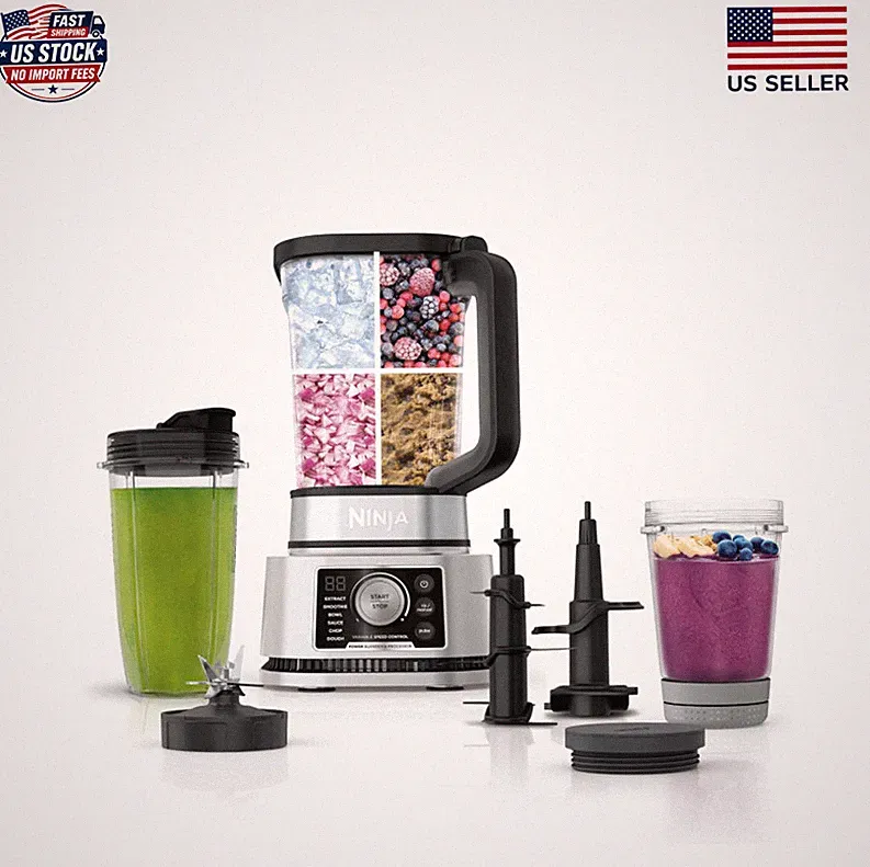 Ninja SS351 Foodi Power Blender & Food Processor Silver,72-oz pitcher,bowl cups