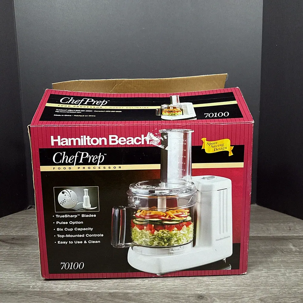 NOB Vintage Hamilton Beach 6-Cup Food Processor Chef Prep 70100 NEW OPEN BOX!