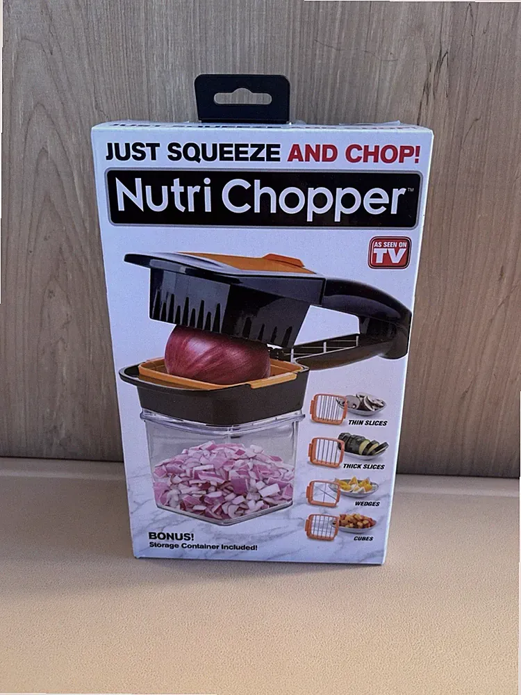 Nutri Chopper Manual Food Chopper Slicer Dicer 4 Blade Set New Sealed