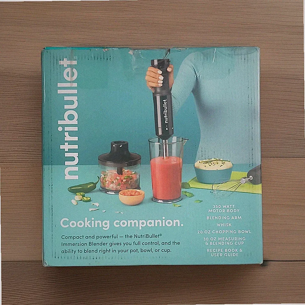 NutriBullet 350W Immersion Blender Set Variable Speed Whisk Chopper 20oz