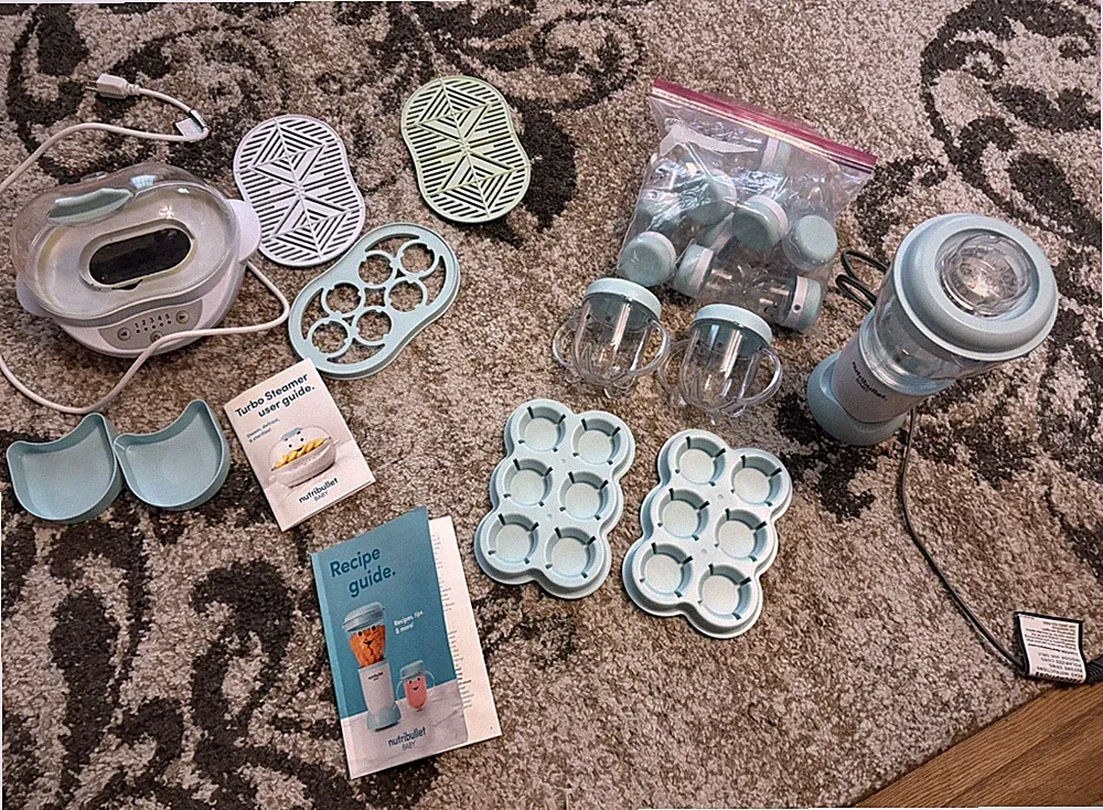 NutriBullet Baby Blender & Turbo Steamer System Glass Jars Tray With Manuals