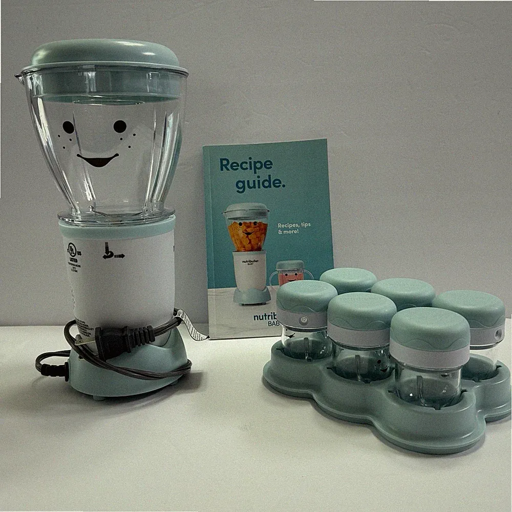 NutriBullet Baby Food Blender Model NBY-50100 Blue White Blender, jars , guide