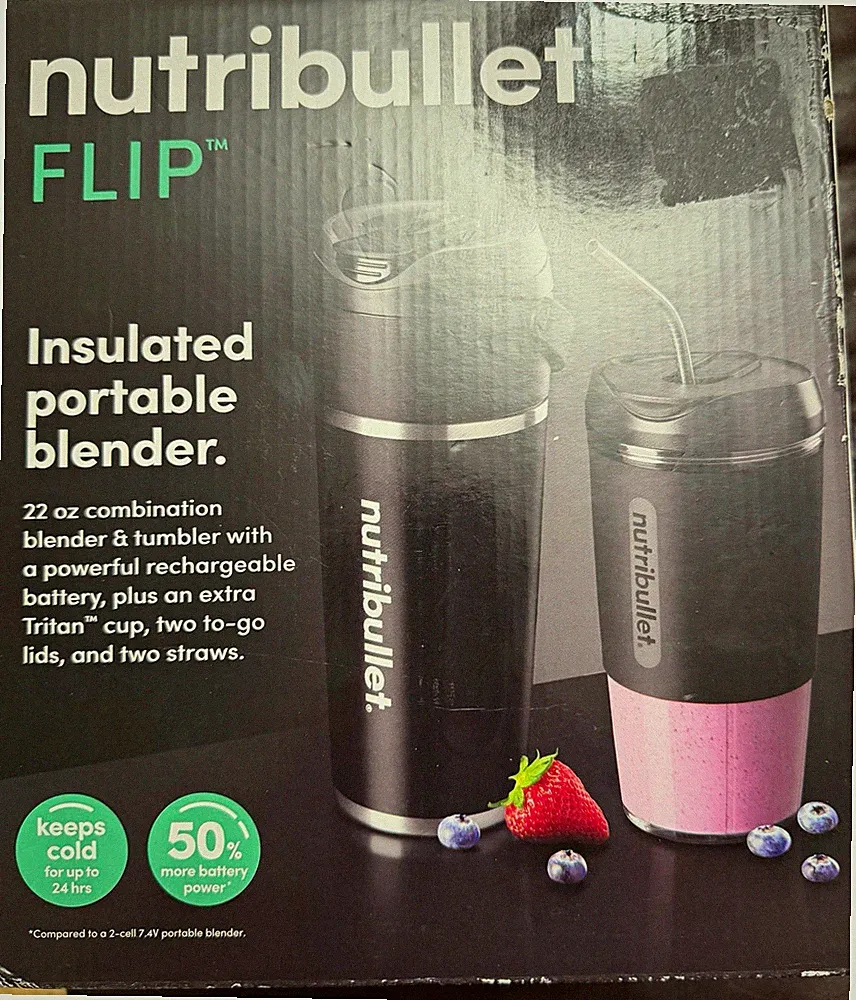 NutriBullet Flip Portable Insulated Blender 22 oz USB-C Rechargeable Black