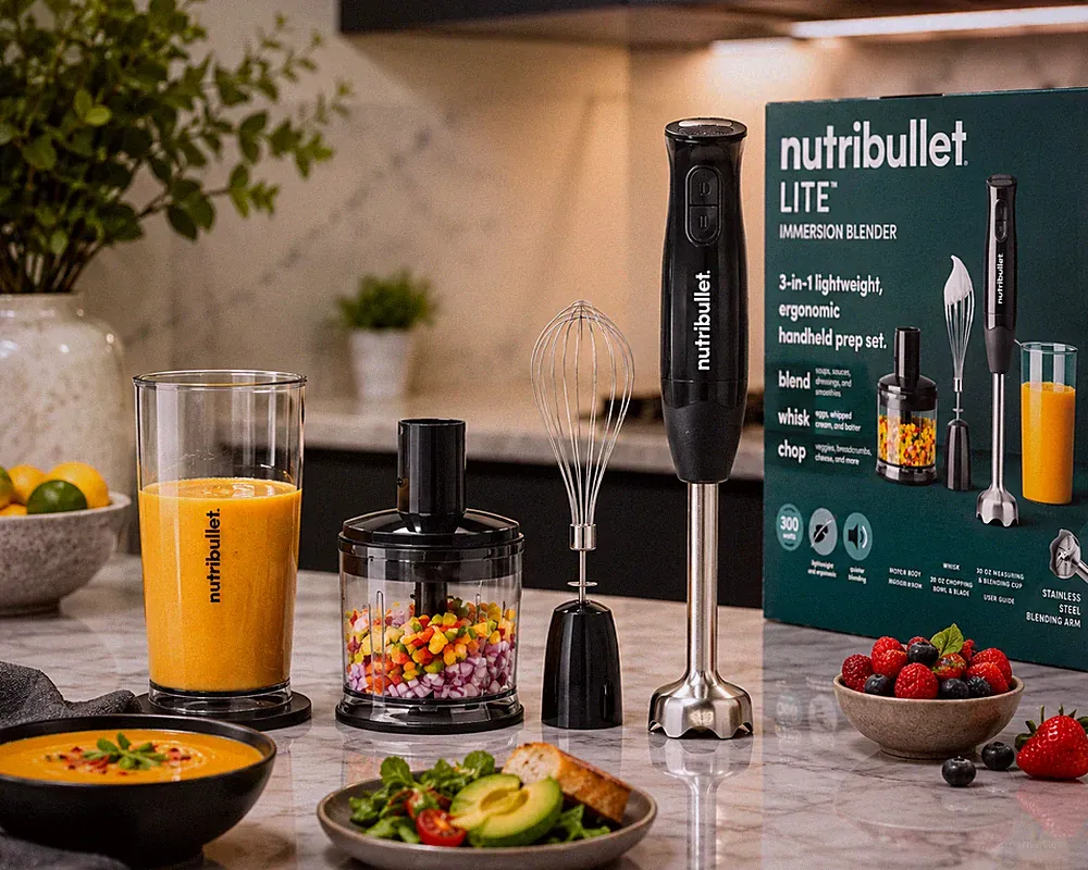 Nutribullet Lite 3-in-1 Immersion Blender Set 300W Hand Blender Chopper Whisk