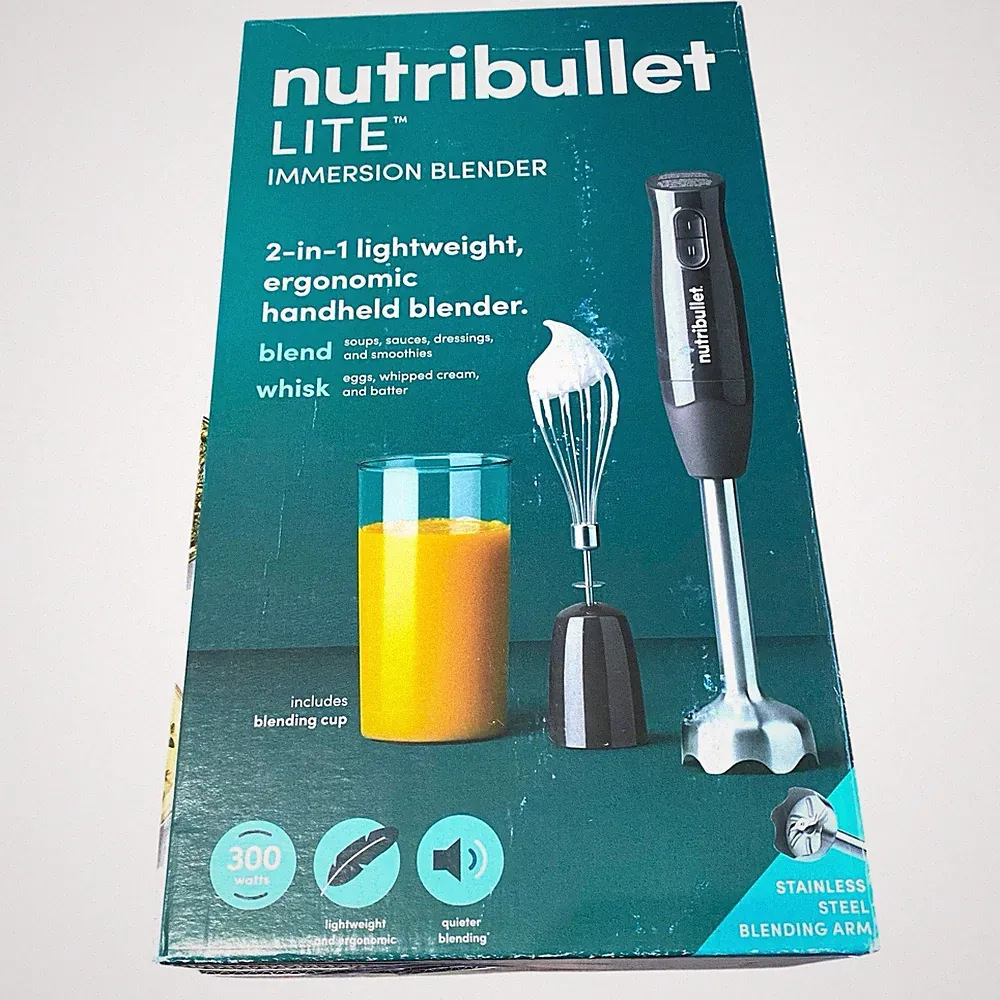 nutribullet LITE Immersion Blender 300W Black Stainless Steel Handheld 2-Speed
