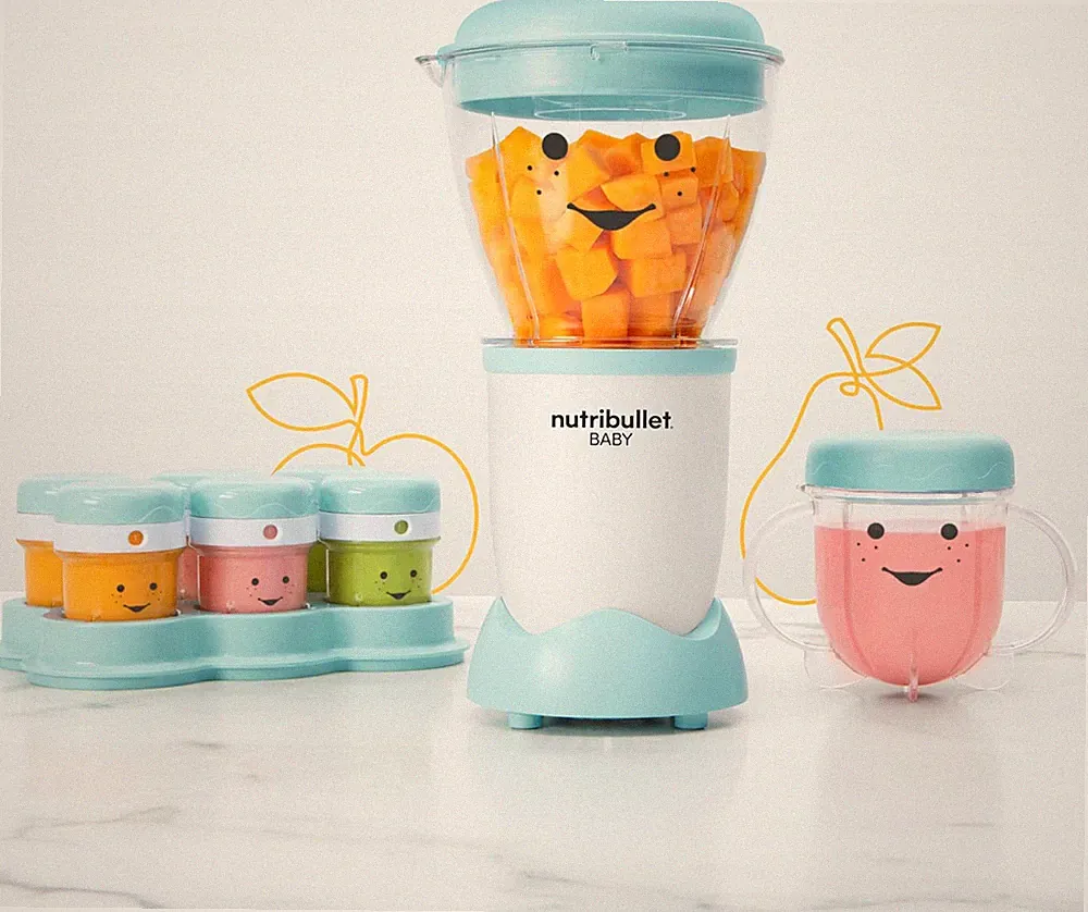 NutriBullet NBY-50100 Baby Complete Food-Making System, 32-Oz, White, Blue Clear