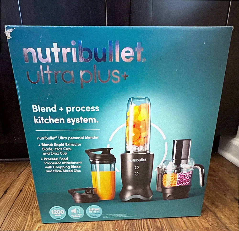NutriBullet Ultra Plus+ 1200W Black Blend & Process System w/ Cups + FP Attach