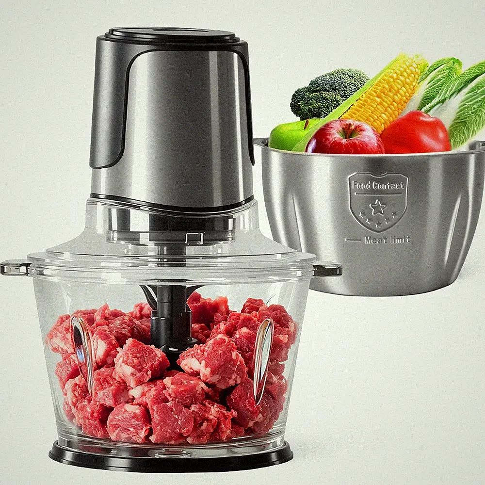 OLIXIS Electric Food Processor, 450W Meat Grinder & Vegetable Chopper W/2 Bowels